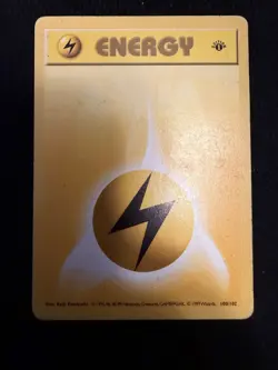 Pokemon Card - Lightning Energy Base Set Shadowless 100/102 1st Edition WOTC MP - Image 2