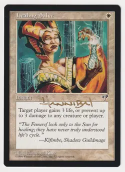 Gold Signed Healing Salve Proof NM Mirage Artist Hannibal King 1996 MTG Magic AP - Image 1