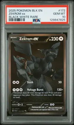 2025 POKEMON BLK EN-BLACK BOLT BLACK WHITE RARE #172 ZEKROM EX PSA 10 - Image 1