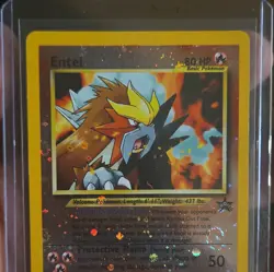 Pokemon Entei #34 Black Star TCG Reverse Holo Card WOTC Movie Promo (3xs Swirls) - Image 2