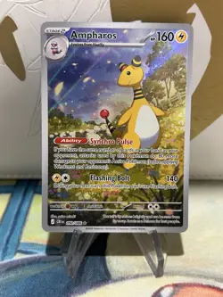 Ampharos 090/086 Pokemon Me04: Chaos Rising Illustration Rare Full Art Holo NM - Image 1