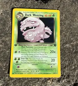 Pokemon TCG Team Rocket 1st Edition Dark Weezing 14/82 Holo Rare 60 HP (2000) - Image 1