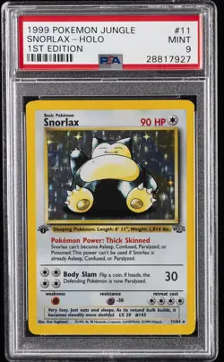 1999 POKEMON JUNGLE 1ST EDITION #11 SNORLAX-HOLO PSA 9 - Image 1