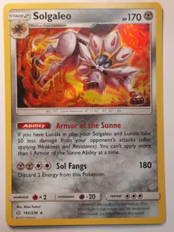 Solgaleo 142/236 Holo Rare Cosmic Eclipse Pokemon NEAR MINT - Image 1