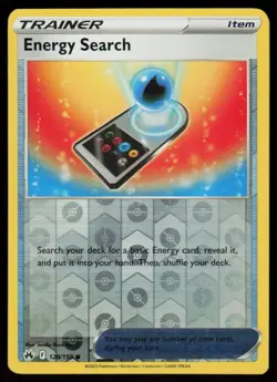 Energy Search 128/159 Common Crown Zenith Pokemon Reverse Holo Lightly Played - Image 1