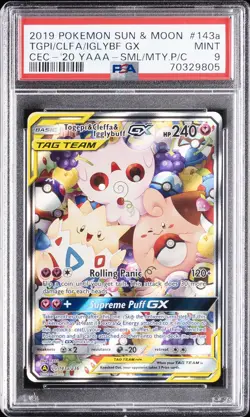 2019 POKEMON SUN & MOON COSMIC ECLIPSE TOGEPI & CLEFFA & IGGLYBUFF GX PSA 9 - Image 1