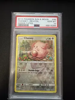 2019 POKEMON SUN & MOON HIDDEN FATES #46 CHANSEY PSA 10 REV. FOIL POP 34 - Image 1