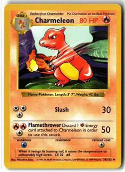 1999 Charmeleon ⭐ 24/102 Vintage WOTC Shadowless Base Set Pokemon NM - Image 1