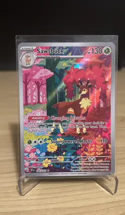 Pokemon TCG Temporal Forces Sawsbuck 166/162 Holo Full Art Illustration Rare NM - Image 1