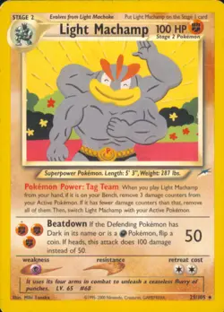 Light Machamp Unlimited Rare Neo Destiny 025/105 LP Pokemon Card TCG - Image 1