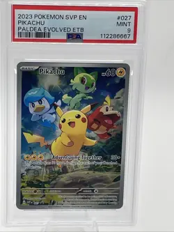 Pokemon Pikachu SVP 027 Holo Rare Black Star Promo Paldea Evolved PSA MINT 9 - Image 1