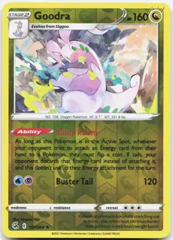 Goodra 197/264 Rare Fusion Strike Pokemon Reverse Holo Near Mint - Image 1