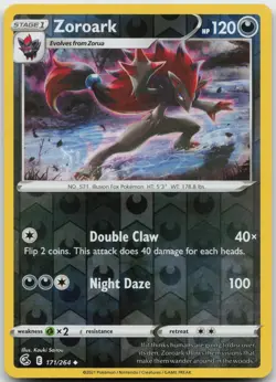ZOROARK 171/264 UNCOMMON FUSION STRIKE POKEMON REVERSE HOLO NEAR MINT - Image 1