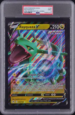 PSA 9 - 2023 POKEMON SWORD AND SHIELD CROWN ZENITH 100 RAYQUAZA V JUMBO - Image 1