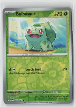 Bulbasaur 001/165 Common 151 Pokemon Reverse Holo Near Mint - Image 1
