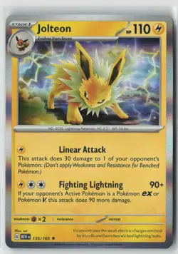 Jolteon 135/165 Rare 151 Pokemon Holo Near Mint - Image 1