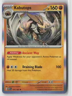 Kabutops 141/165 Rare 151 Pokemon Holo Near Mint - Image 1