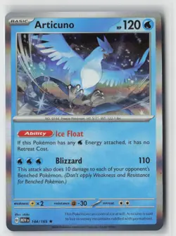 Articuno 144/165 Rare 151 Pokemon Holo Near Mint - Image 1