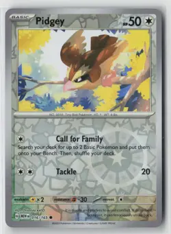 Pidgey 016/165 Common 151 Pokemon Reverse Holo Near Mint - Image 1