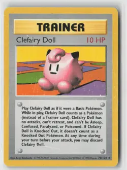 Clefairy Doll 70/102 Rare Base Set Shadowless Pokemon Unlimited Damaged - Image 1