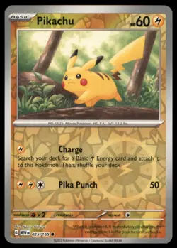 Pikachu 025/165 Common 151 Pokemon Reverse Holo Near Mint - Image 1