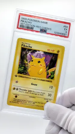 1999 POKEMON BASE SET 1ST EDITION-RED CHEEKS #58 PIKACHU PSA 5 - Image 1