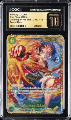 2025 ONE PIECE #OP13-118 MONKEY D. LUFFY CGC 10 PRISTINE - Image 1