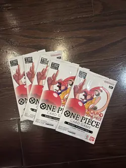 One Piece x Round 1 Promo Packs Lot of 5 Sealed English In Hand - Image 1