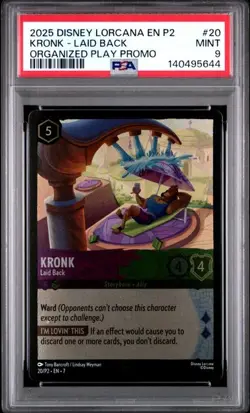 2025 DISNEY LORCANA EN P2-PROMO #20 KRONK - LAID BACK ORGANIZED PLAY PROMO PSA 9 - Image 1