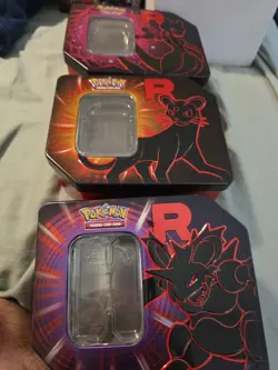 POKEMON Destined Rivals Team Rocket Tin Set - Complete Art Lot of 3 - Empty - Image 1