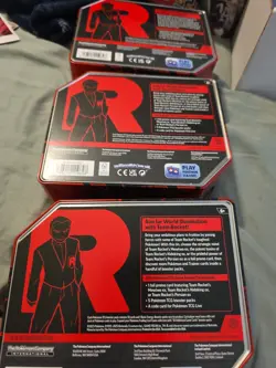 POKEMON Destined Rivals Team Rocket Tin Set - Complete Art Lot of 3 - Empty - Image 4