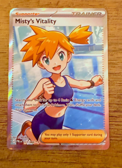 Misty’s Vitality 111/084 Ultra Rare Full Art Pitch Black Pokemon Card NM+ - Image 1