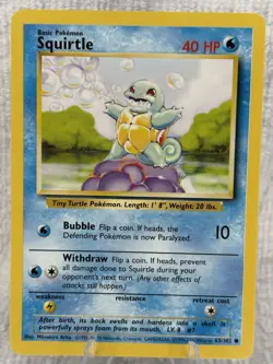 SQUIRTLE - 63/102 - Base Set - 4th Print - 1999-2000 - Pokemon Card - NM - Image 1
