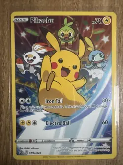 Pokemon Pikachu SWSH020 Holo Black Star Promo Card NM/M Condition - Image 1