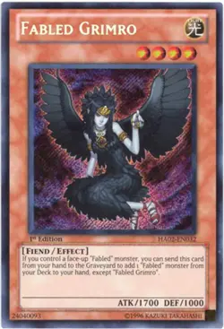 Yu-Gi-Oh Card - HA02-EN032 - FABLED GRIMRO (secret rare holo) - NM/Mint - Image 1