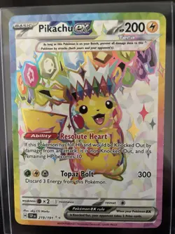 Pokemon TCG Pikachu EX Surging Sparks Ultra Rare Card - Image 1