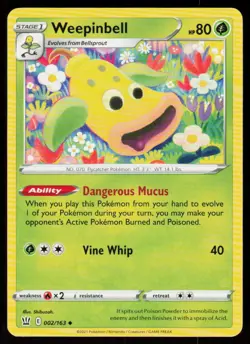 Weepinbell 002/163 Uncommon Battle Styles Pokemon Near Mint - Image 1