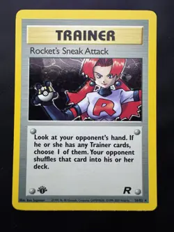 Pokemon Card 1st Edition Rocket’s Sneak Attack 16/82 Team Rocket Holo LP - Image 1
