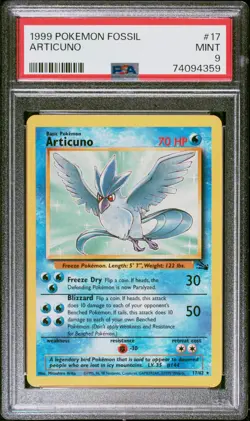1999 POKEMON FOSSIL #17 ARTICUNO PSA 9 - Image 1