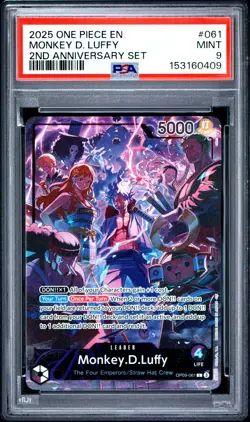 2025 ONE PIECE ENGLISH VERSION 2ND ANNIVERSARY SET #061 MONKEY D. LUFFY PSA 9 - Image 1