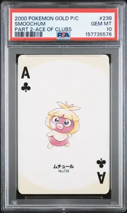 2000 POKEMON GOLD VERSION PART 2 PLAYING CARDS ACE OF CLUBS #238 SMOOCHUM PSA 10 - Image 1