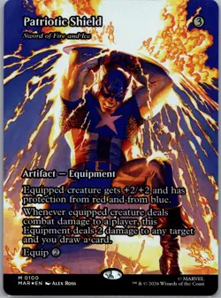 Patriotic Shield - Sword of Fire and Ice 0100 (Borderless Foil) MTG Super Heroes - Image 1