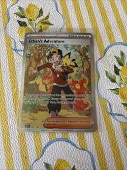 Pokemon TCG Destined Rivals Ethan's Adventure Full Art Trainer Card 236/182 - Image 1