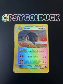 Golem 148/144 Crystal Reverse Holo Secret Rare Damaged Pokemon Skyridge (2003) - Image 1