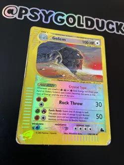 Golem 148/144 Crystal Reverse Holo Secret Rare Damaged Pokemon Skyridge (2003) - Image 2