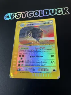 Golem 148/144 Crystal Reverse Holo Secret Rare Damaged Pokemon Skyridge (2003) - Image 3