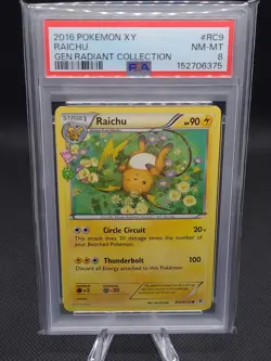 2016 POKEMON XY GENERATIONS RADIANT COLL #RC9 RAICHU PSA 8 - Image 1