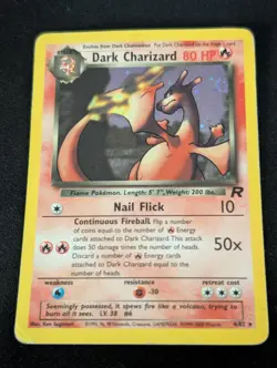 Dark Charizard 4/82 Holo - SWIRL- Team Rocket Rare Pokemon Card - DMG - Image 1