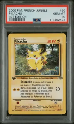 🇫🇷 PIKACHU EDITION 1 PSA 10 - JUNGLE WIZARDS 60/64 FR Carte Pokemon 🇫🇷 - Image 2