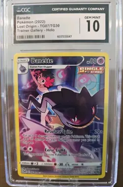 Pokemon Banette TG07/TG30 Lost Origin Trainer Gallery Holo CGC Gem Mint 10 - Image 2